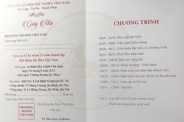 Hội đồng liên lạc Họ Đào Việt Nam  25 năm xây dựng và phát triển